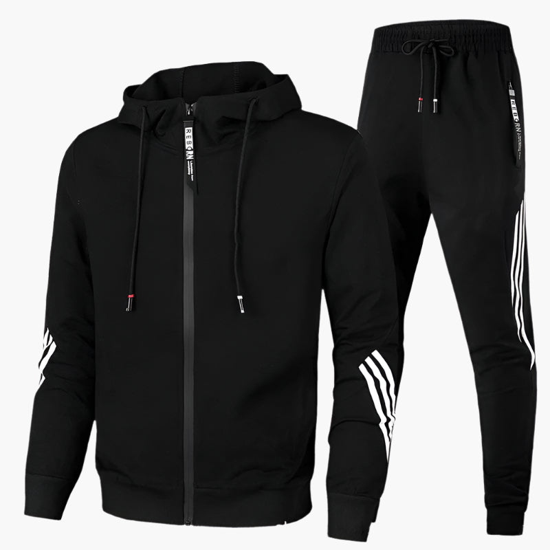 Men's Athletic Two-Piece Tracksuit Set – Sporty Hooded Jacket & Jogger Pants for Casual and Active Wear