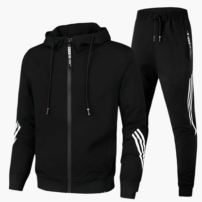 Men's Athletic Two-Piece Tracksuit Set – Sporty Hooded Jacket & Jogger Pants for Casual and Active Wear