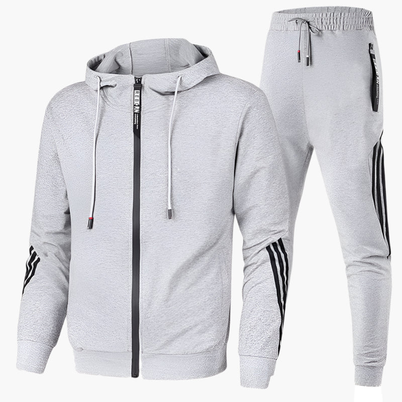 Men's Athletic Two-Piece Tracksuit Set – Sporty Hooded Jacket & Jogger Pants for Casual and Active Wear