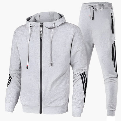 Men's Athletic Two-Piece Tracksuit Set – Sporty Hooded Jacket & Jogger Pants for Casual and Active Wear