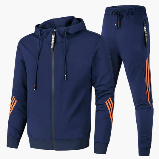 Men's Athletic Two-Piece Tracksuit Set – Sporty Hooded Jacket & Jogger Pants for Casual and Active Wear