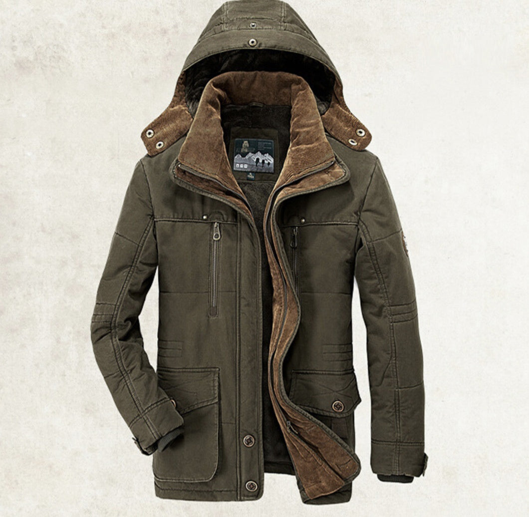 Walter – Thick Cotton Jacket with Hood and Pockets