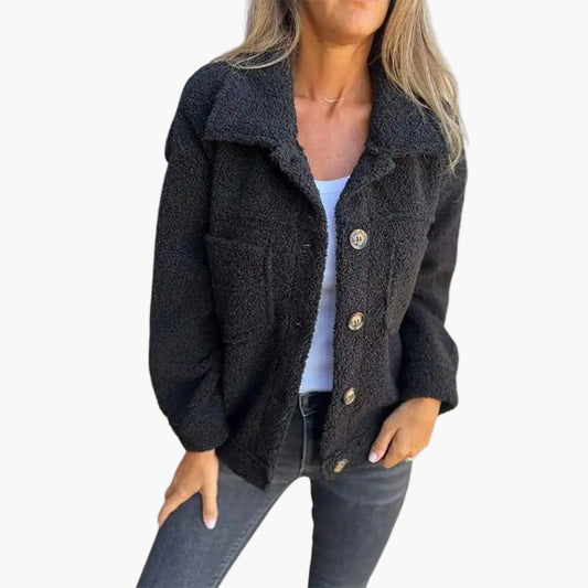 Women's Sherpa Teddy Fleece Button-Up Casual Jacket – Cozy Oversized Outerwear