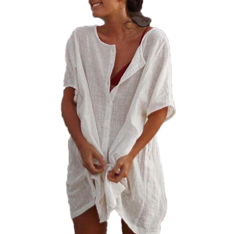 Amanda – Loose Collarless Shirt