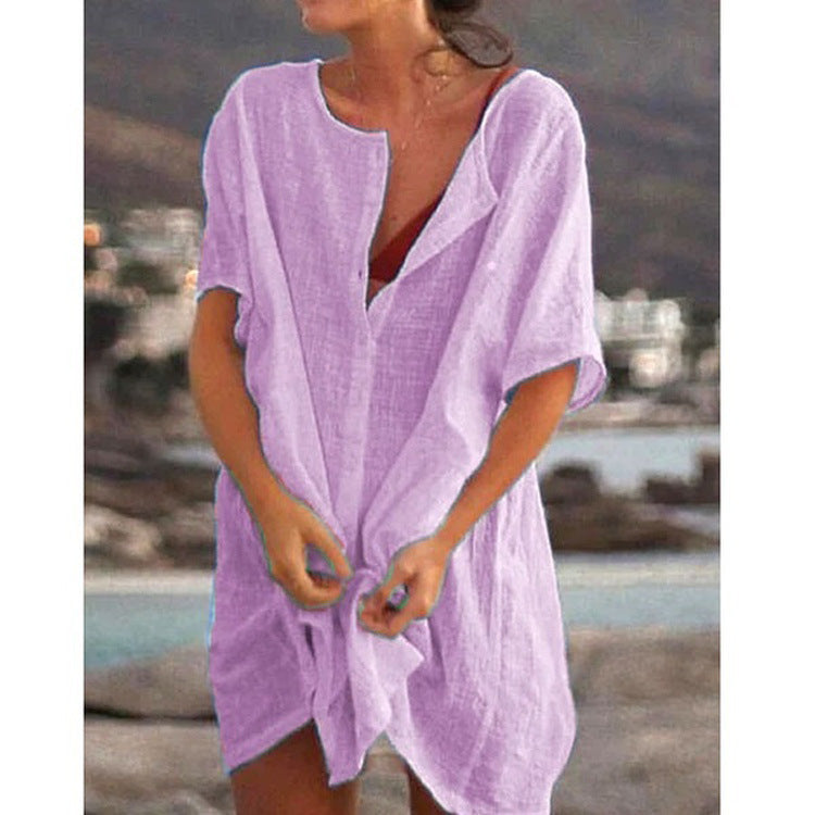 Amanda – Loose Collarless Shirt