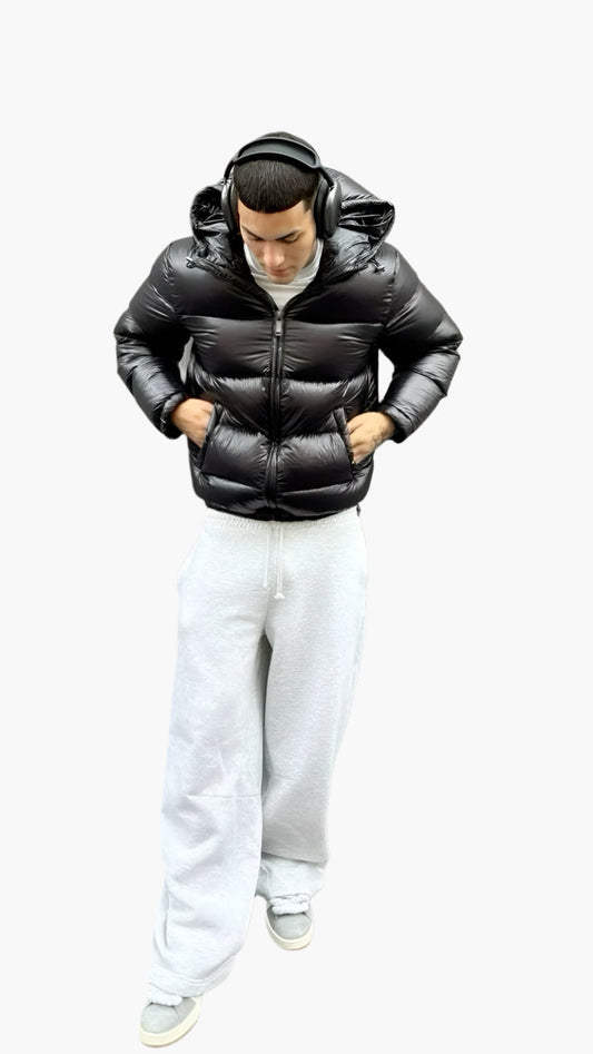 Men's Glossy Puffer Jacket – Urban Winter Street Style Outerwear