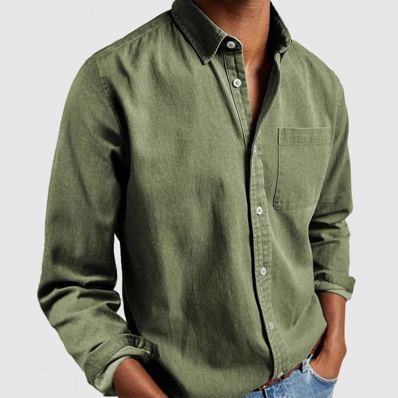 Men’s Casual Long Sleeve Button-Up Shirt for Everyday Wear