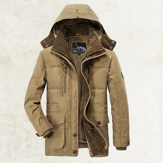 Walter – Thick Cotton Jacket with Hood and Pockets