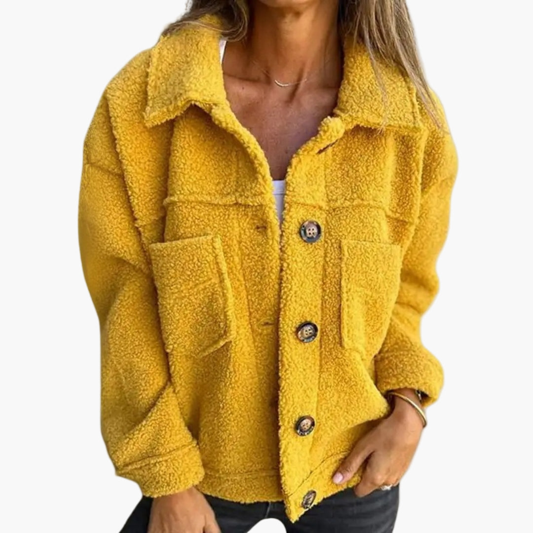 Women's Sherpa Teddy Fleece Button-Up Casual Jacket – Cozy Oversized Outerwear