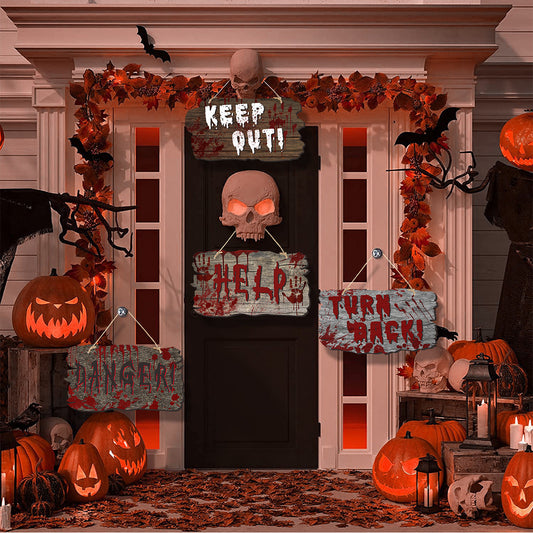Halloween Scary Door Sign Set – Spooky Party Decorations for Haunted House & Trick-or-Treat