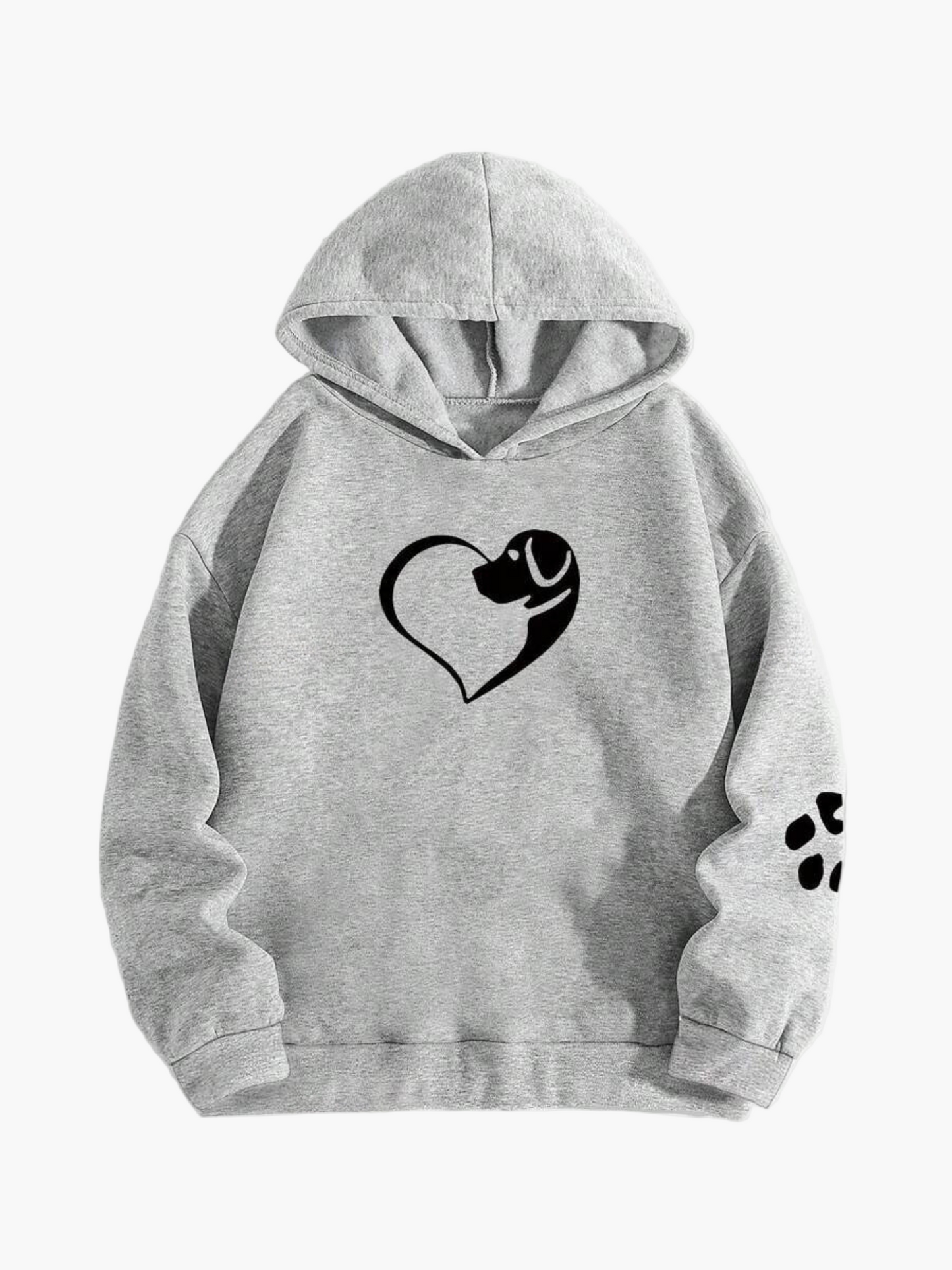 Women's Dog Lover Hoodie with Heart & Paw Print – Animal Rescue Support, Casual Pullover