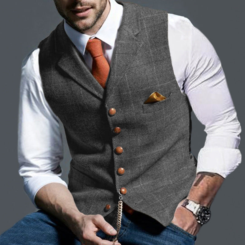 Shane – Casual Lapel Plaid Slim Fit Vest