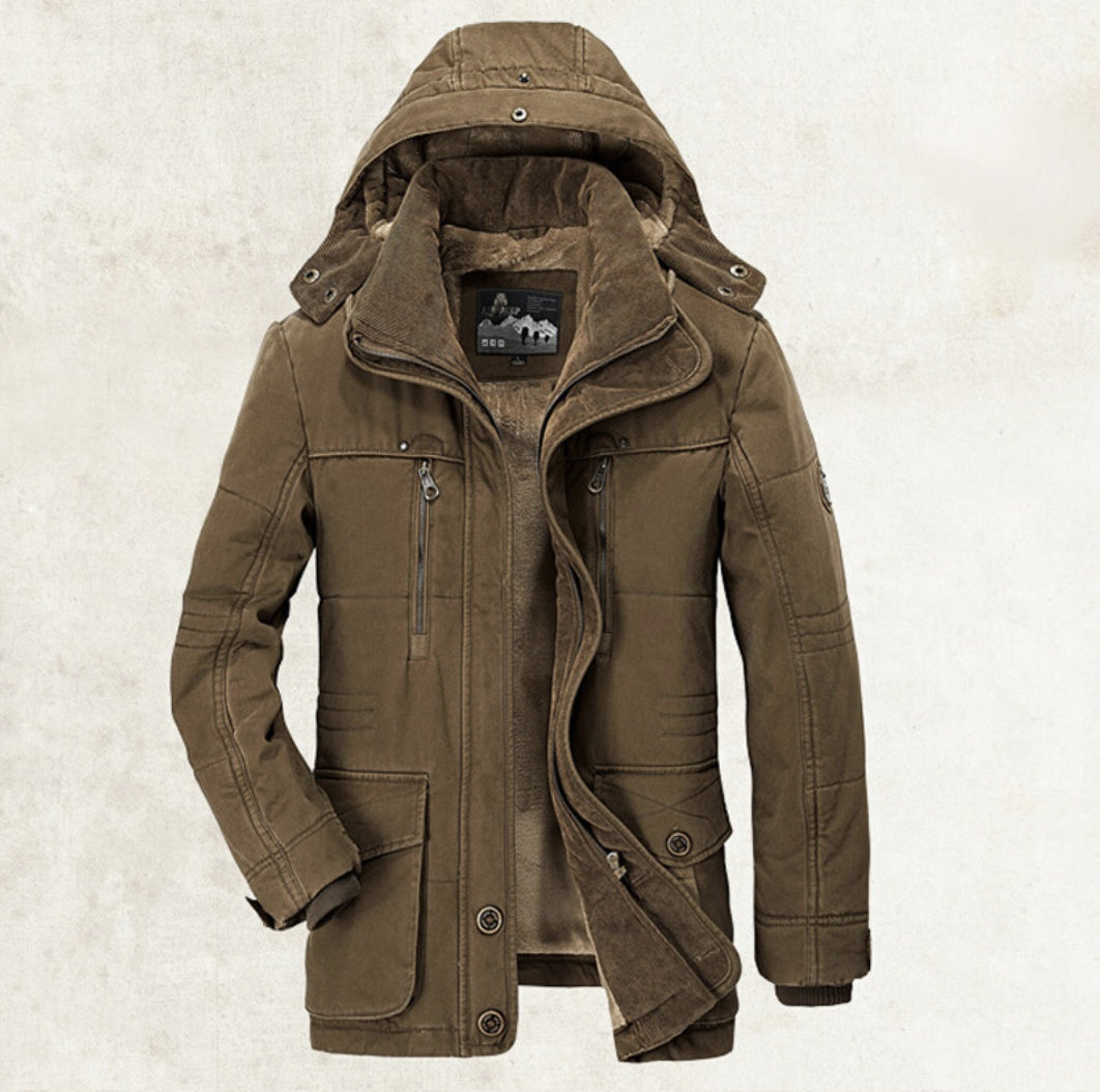 Walter – Thick Cotton Jacket with Hood and Pockets