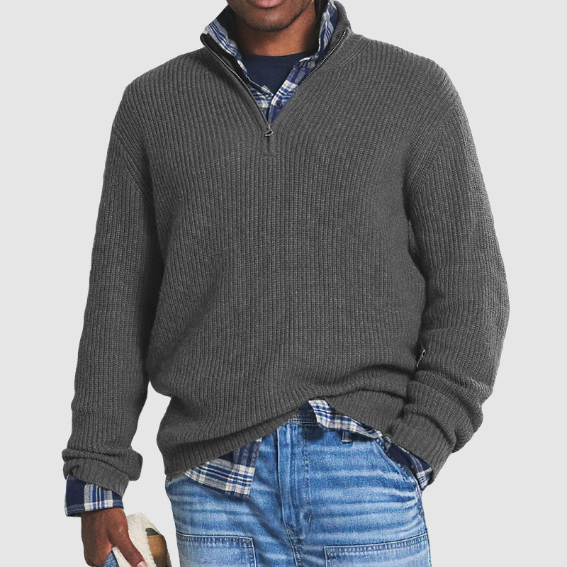 Men's Business Casual Quarter-Zip Knit Pullover Sweater – Classic Style for Office and Everyday Wear
