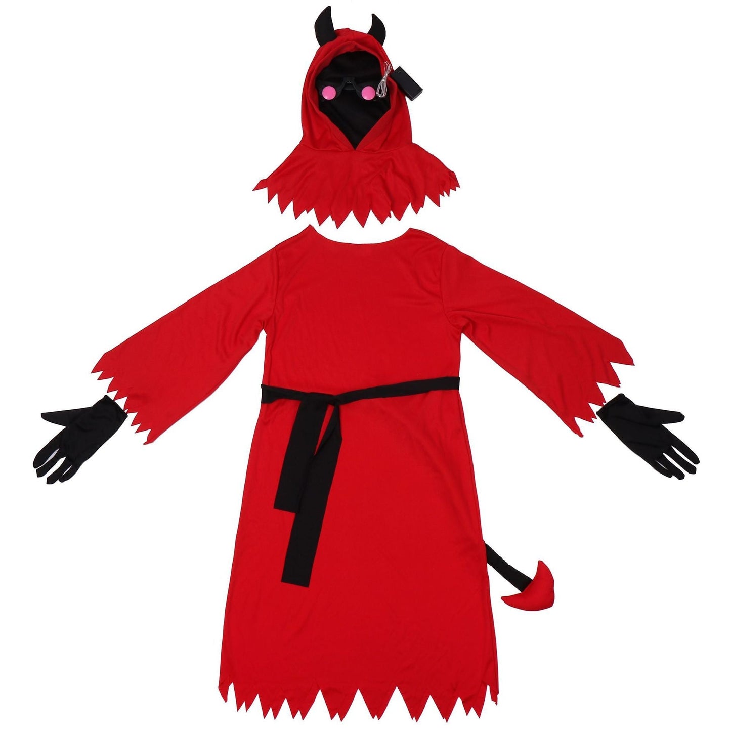 Kids' Halloween Devil Costume Robe with Hood and Light-Up Eyes