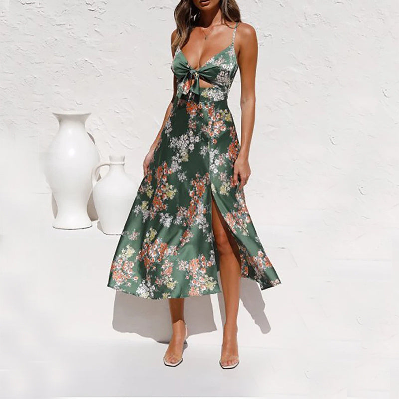 Women's Floral Midi Summer Dress – Chic Boho Beach & Party Look