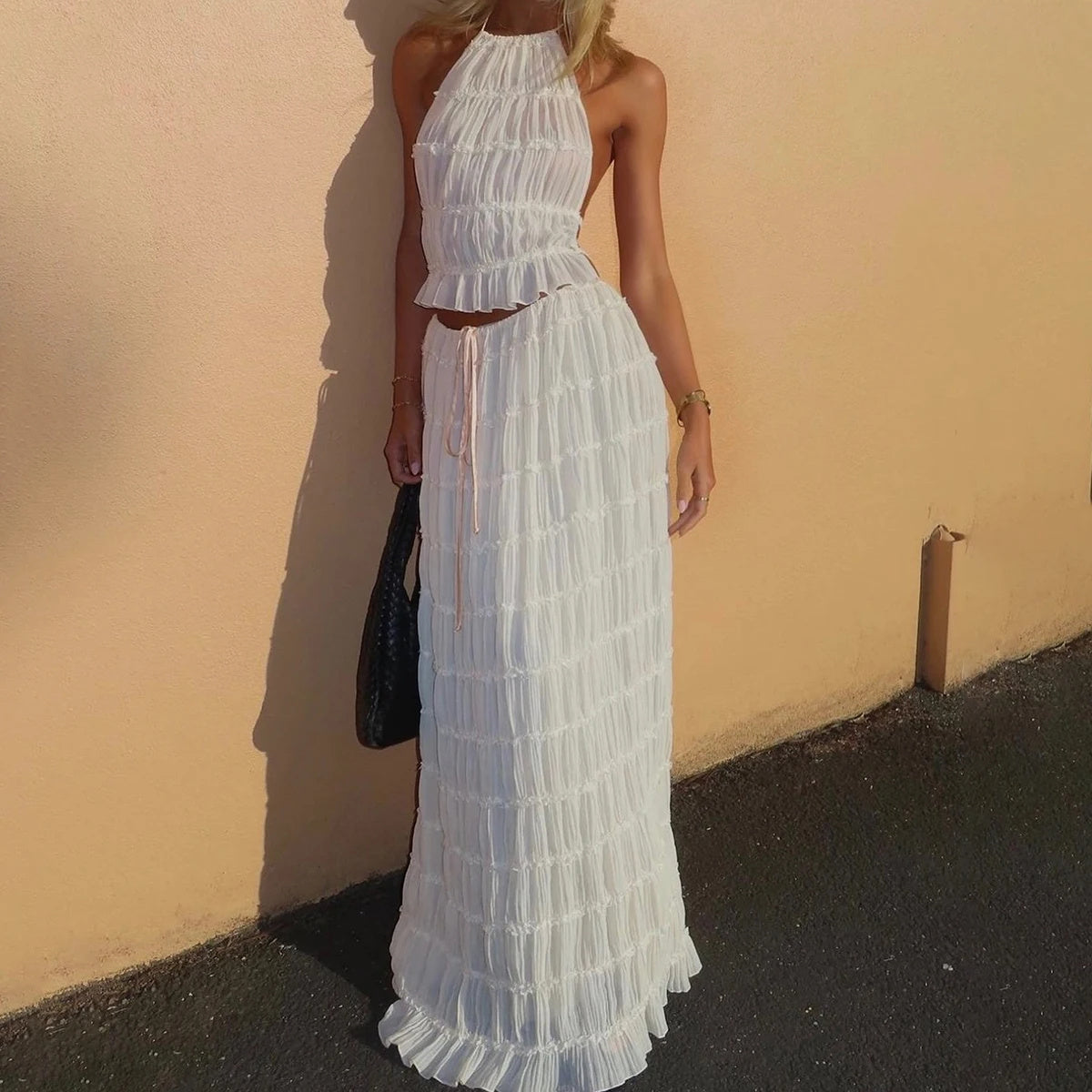 Amelia – Elegant Sleeveless Halter Dress Set