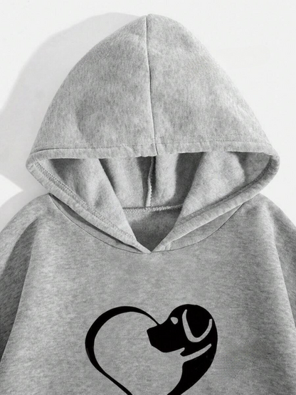 Women's Dog Lover Hoodie with Heart & Paw Print – Animal Rescue Support, Casual Pullover