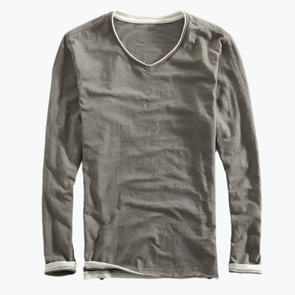 Men's Layered Look Long Sleeve V-Neck Casual Shirt – Smart-Casual Style