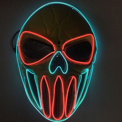 Halloween LED Skull Mask for Men and Women – Spooky Neon Light Up Costume Accessory