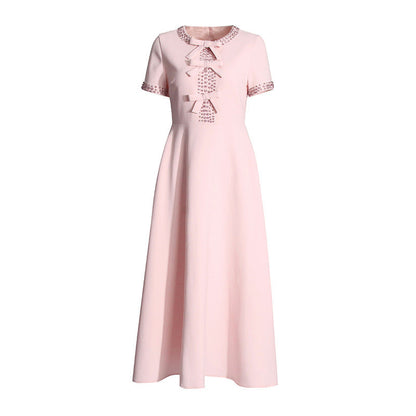 Hannah – High Waist Dress with Rhinestone Bow