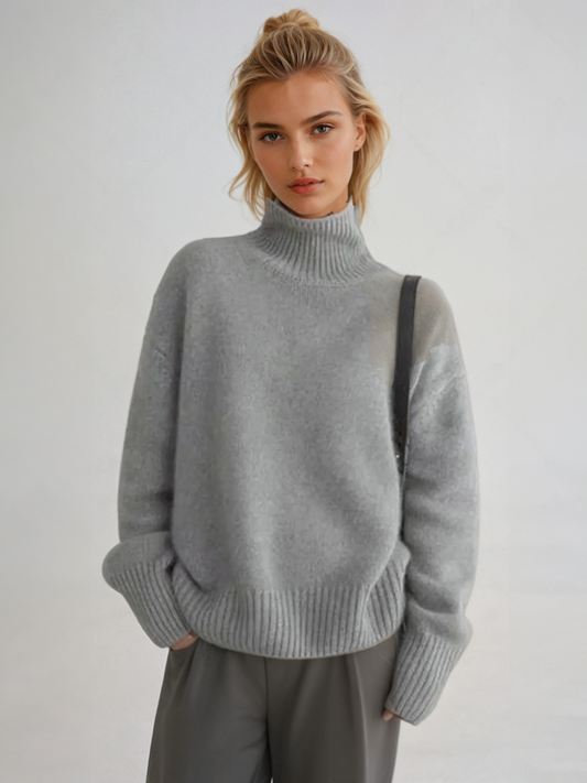 Women's Modern Turtleneck Wool Sweater - Relaxed Korean Style Pullover for Fall & Winter
