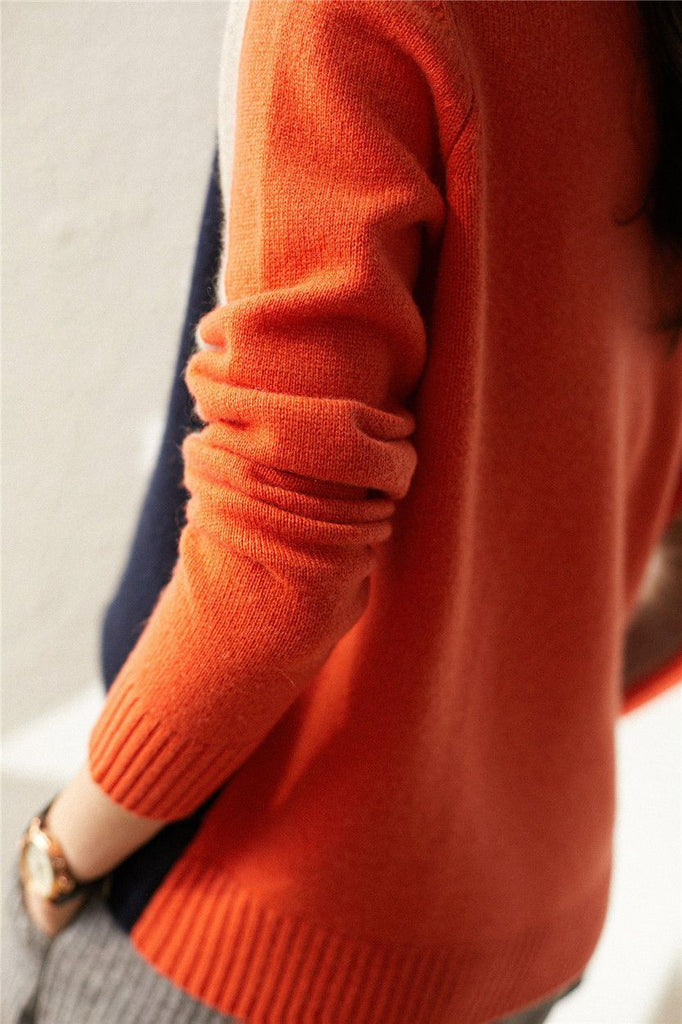 Women's Graphic Colorblock Sweater – Modern Urban Fitted Pullover