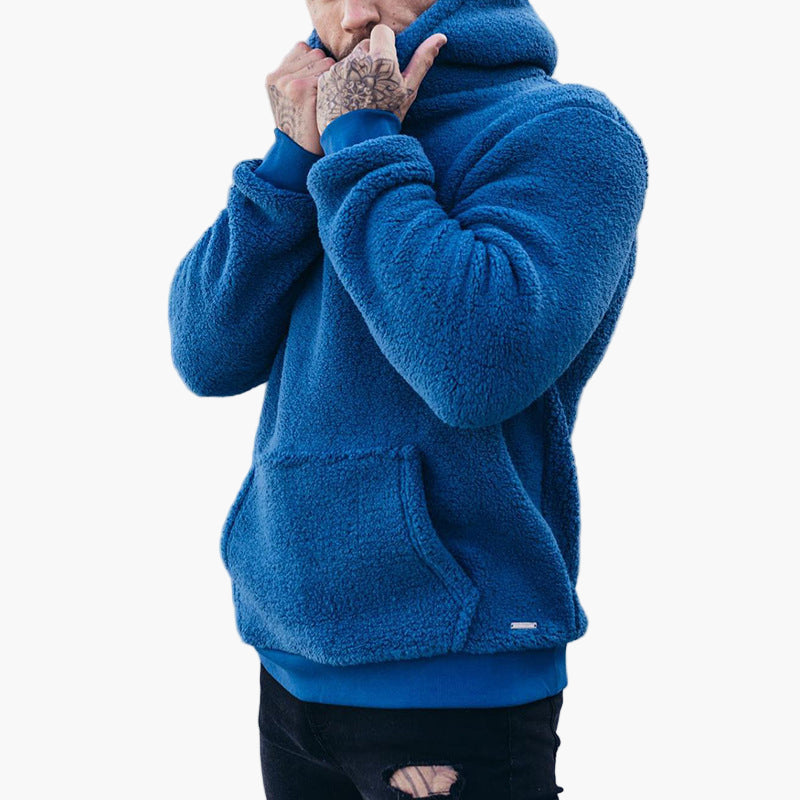 Men's Plush Fleece Hoodie – Cozy Pullover for Everyday Comfort and Style