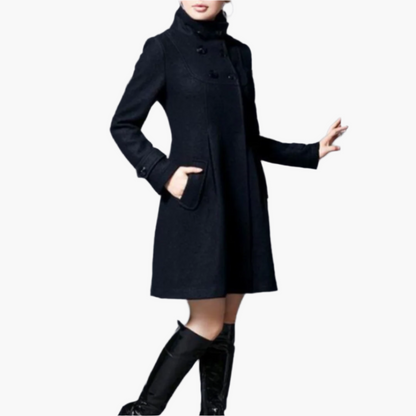 Women's Elegant Winter Double-Breasted Hooded Coat – Classic Feminine Style for Cold Weather