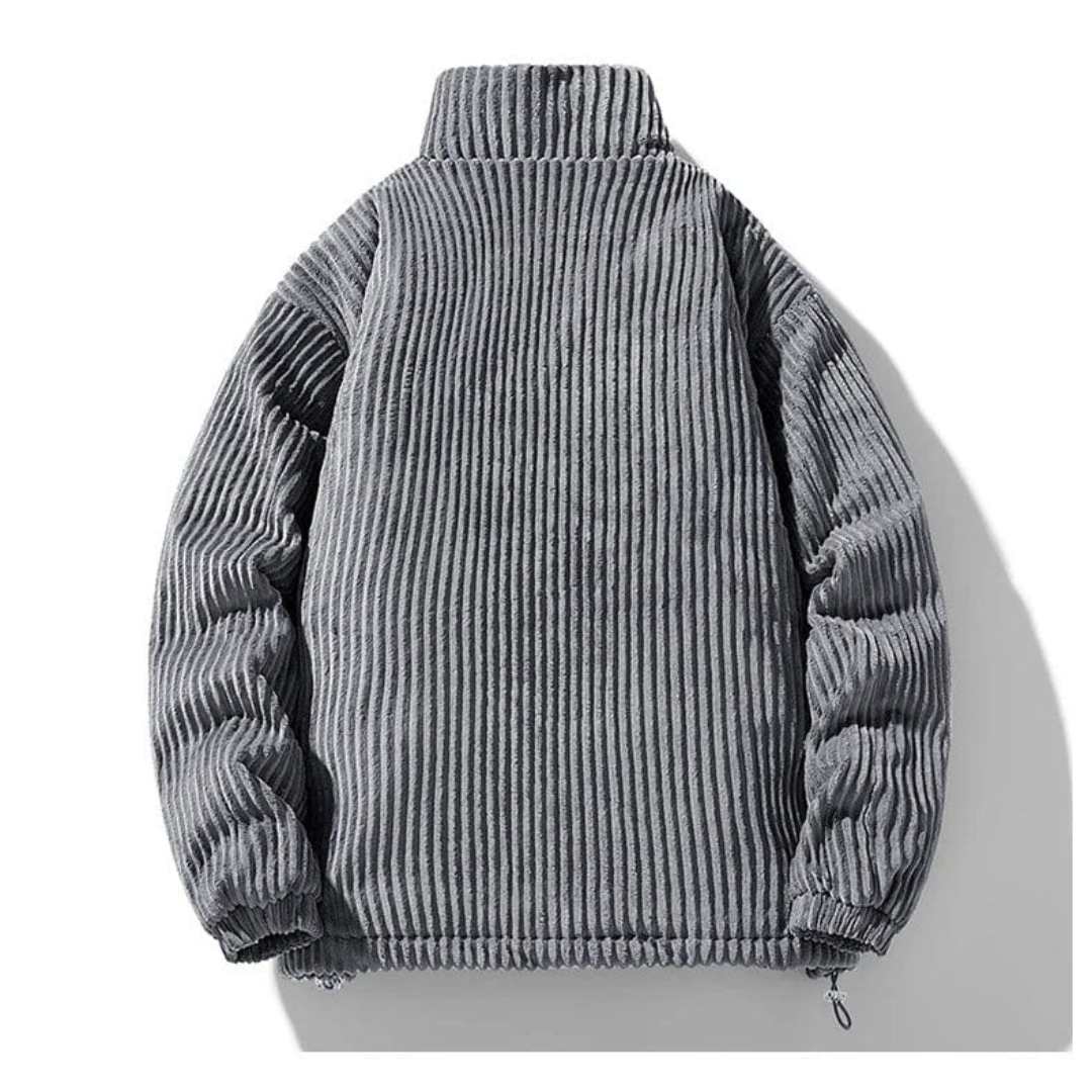 Men's Corduroy Puffer Jacket – Casual Winter Stand Collar Outerwear