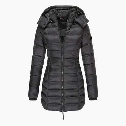 Women's Quilted Winter Parka – Elegant Long Puffer Coat for Cold Weather
