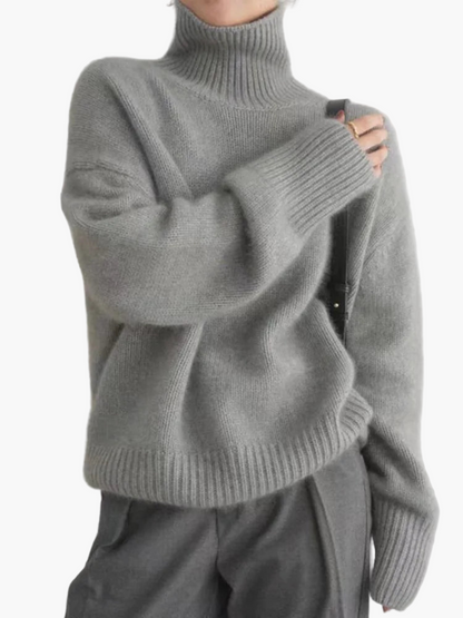 Women's Modern Turtleneck Wool Sweater - Relaxed Korean Style Pullover for Fall & Winter
