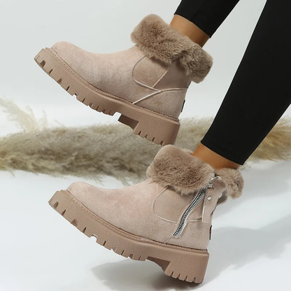 Women's Winter Ankle Boots with Faux Fur Lining and Chunky Sole – Stylish & Warm Outdoor Fashion