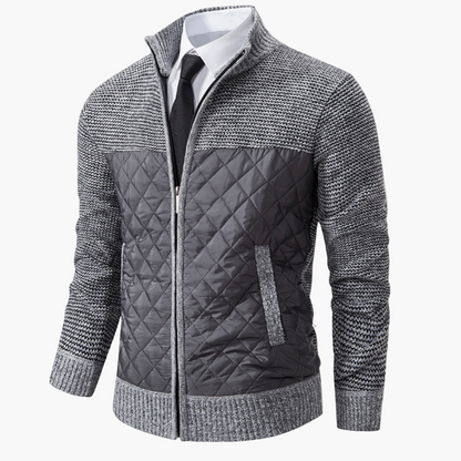 Men's Elegant Quilted Knit Bomber Jacket for Casual and Semi-Formal Wear