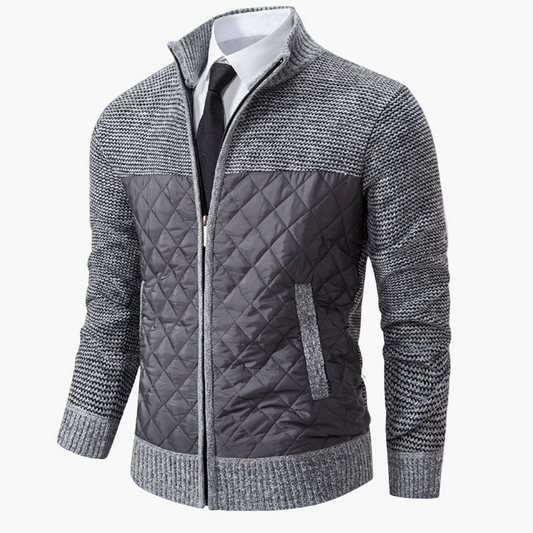 Men's Elegant Quilted Knit Bomber Jacket for Casual and Semi-Formal Wear