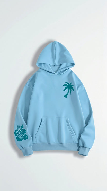 Women's Tropical Embroidered Oversized Hoodie – Casual Relaxed Fit Pullover