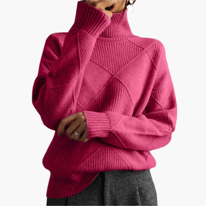 Women's Elegant Turtleneck Sweater with Textured Knit - Stylish Casual or Office Wear