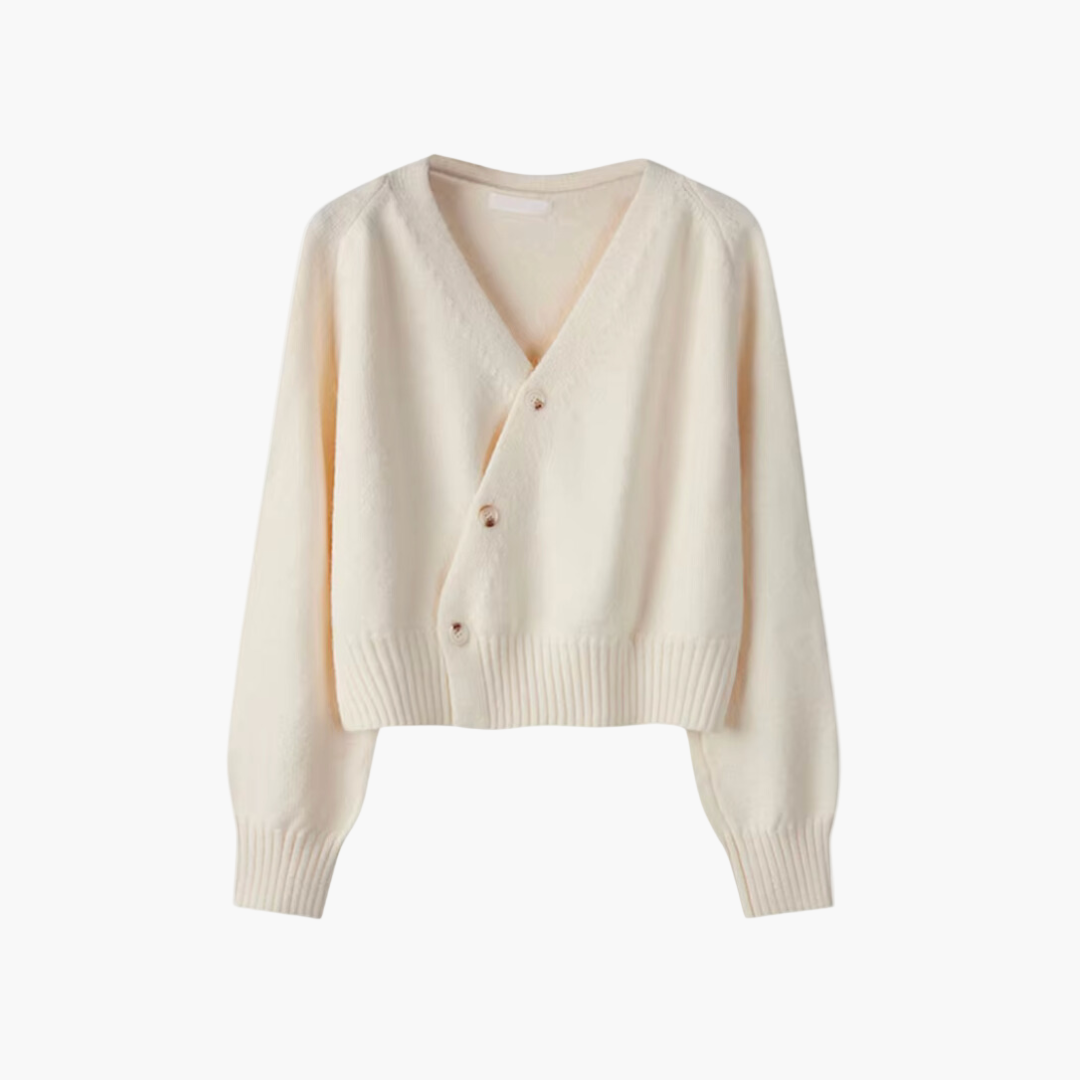 Women's V-Neck Skew Button Cardigan Modern Casual Style