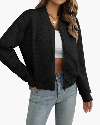 Women's Quilted Bomber Jacket Casual Lightweight Versatile Outerwear