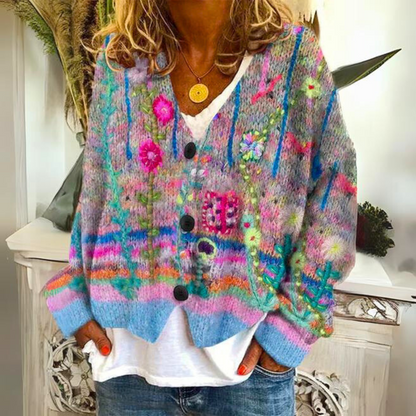 Women's Artistic Knit Cardigan Sweater – Boho Chic Style for Cozy Everyday Looks