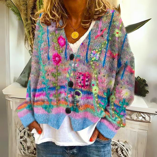 Women's Artistic Knit Cardigan Sweater – Boho Chic Style for Cozy Everyday Looks