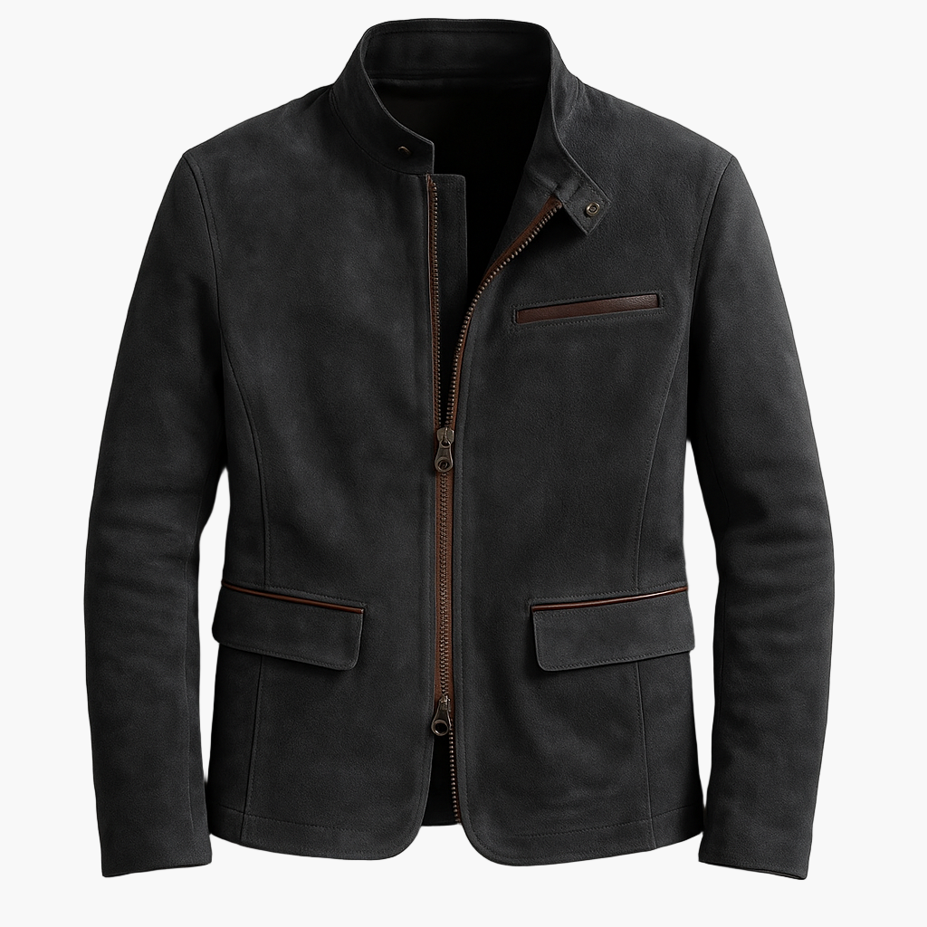 Men's Classic Suede Moto Jacket for All-Season Style and Comfort