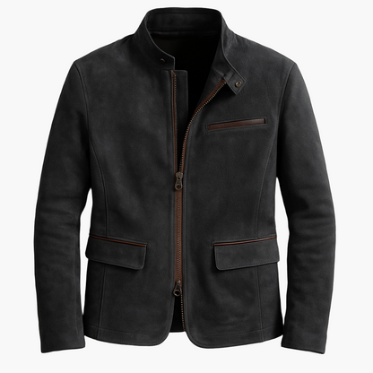 Men's Classic Suede Moto Jacket for All-Season Style and Comfort