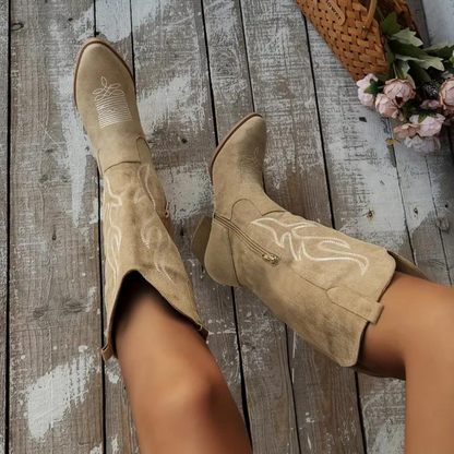 Women's Western Knee-High Cowboy Boots Fashion Casual Style