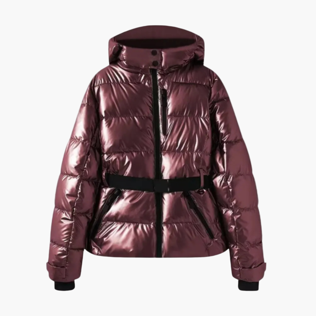 Women's Belted Hooded Puffer Jacket – Stylish Water-Resistant Winter Outerwear