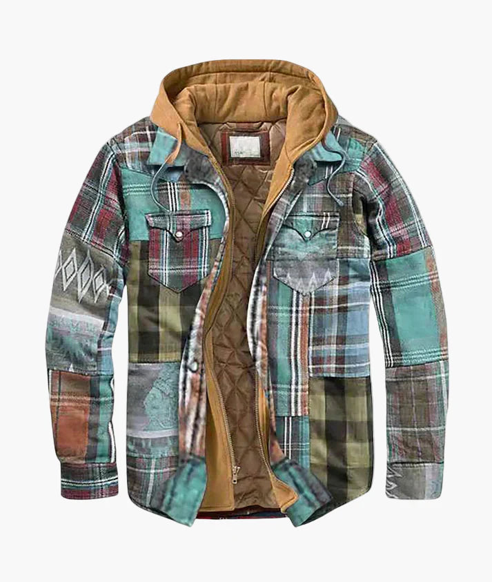 Men's Urban Plaid Hooded Quilted Shirt Jacket – Casual Fall & Winter Outerwear