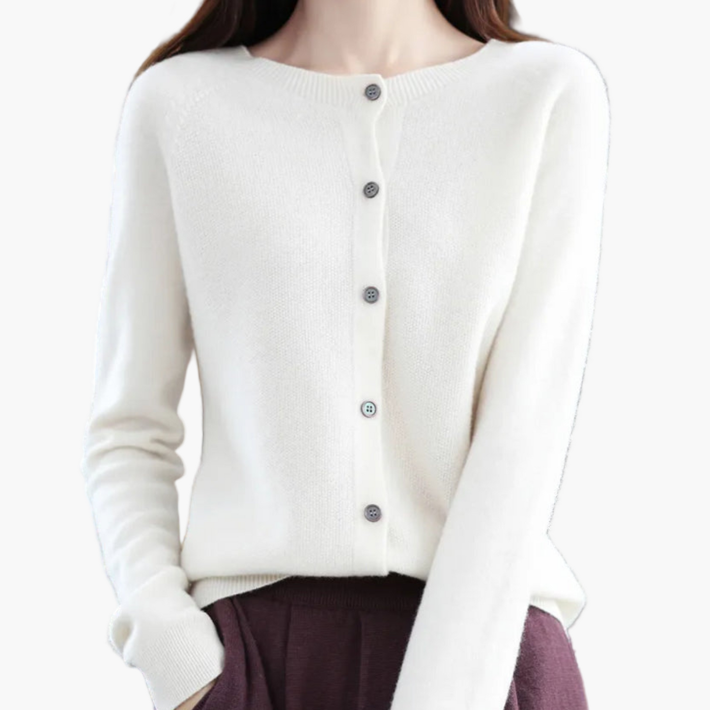 Women's Classic O-Neck Button-Down Cardigan Sweater – Elegant Everyday Layer