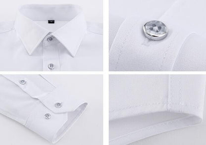 Nigel – Men's Solid Color Square Collar Long-sleeved Shirt