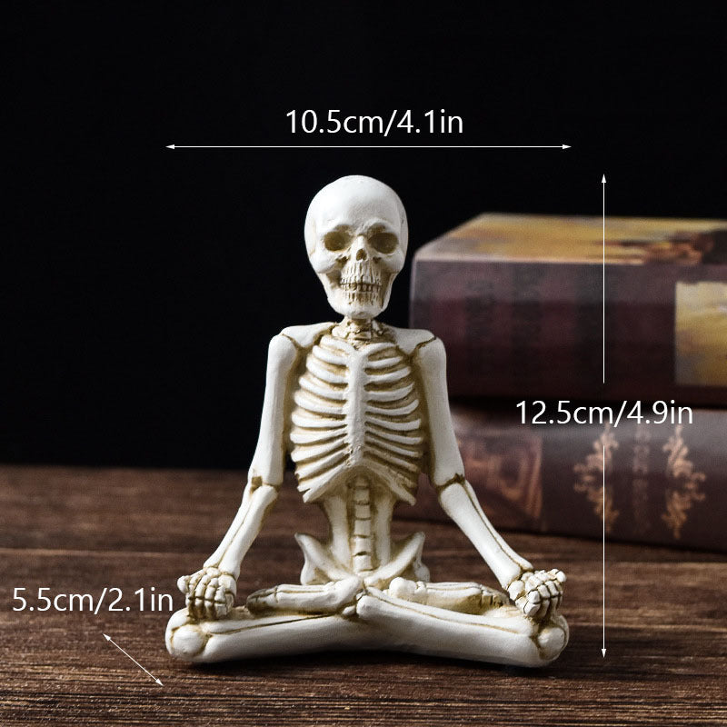 Halloween Skeleton Yoga Figurine Set – Spooky Meditation Decorations for Parties & Home