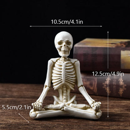 Halloween Skeleton Yoga Figurine Set – Spooky Meditation Decorations for Parties & Home